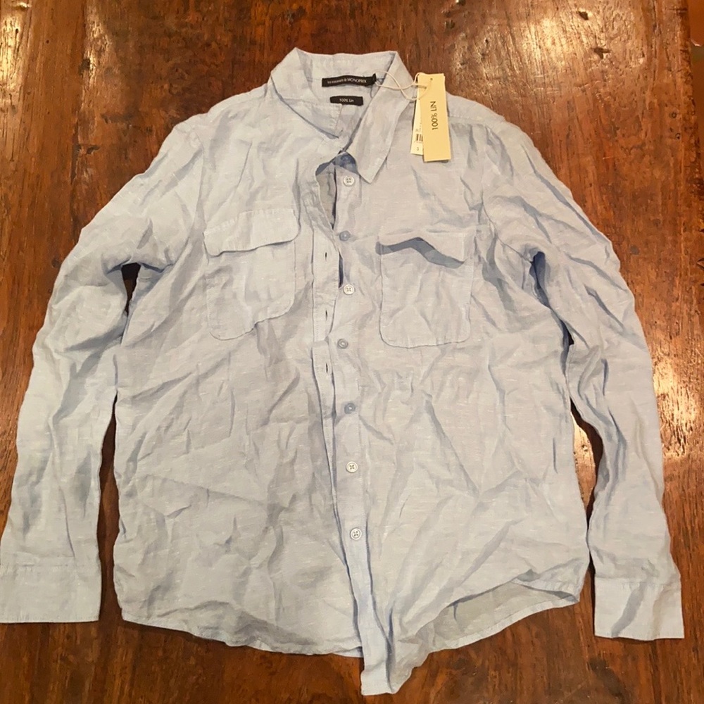 NWT French 100% linen button down